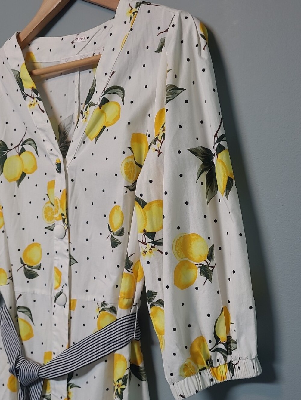 Lemon Print Midi Dress - White/Yellow - Picture 11 of 16